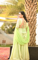 Elegant Green Lone Sleeve Long Formal Dress to Impress,MB11112