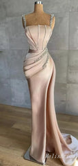 Charming Elegant Light Pink Mermaid Beaded Evening Gown Long Formal Dresses Prom Dresses,MB400