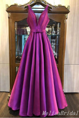 Belt Plunging Pleats A-line Evening Gown Maxi Long Evening Party Prom Dresses ,MB754