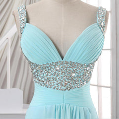 Elegant Beaded Blue Lace up Back Sweetheart A-line Long Party Dress Prom Dresses,MB1059