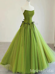 Elegant Green A-line Straight Across Long Formal Dress to Impress,MB11025
