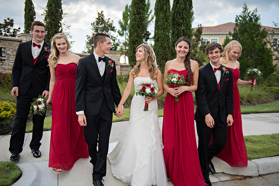 Cheap Sweetheart Red Chiffon A-Line Long  Bridesmaid Dresses ,BD32