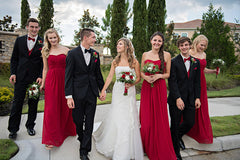 Cheap Sweetheart Red Chiffon A-Line Long  Bridesmaid Dresses ,BD32