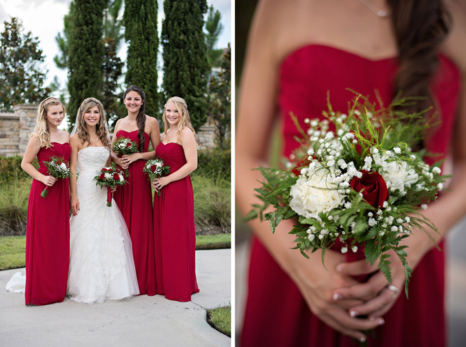 Cheap Sweetheart Red Chiffon A-Line Long  Bridesmaid Dresses ,BD32