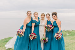 Charming Halter Blue Pleats Chiffon A-Line Long Cheap Bridesmaid Dresses ,BD33