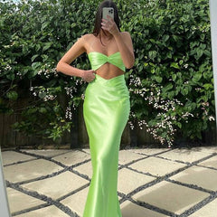 Elegant Bright Green Halter Mermaid Sleeveless Evening Prom Dresses,MB131
