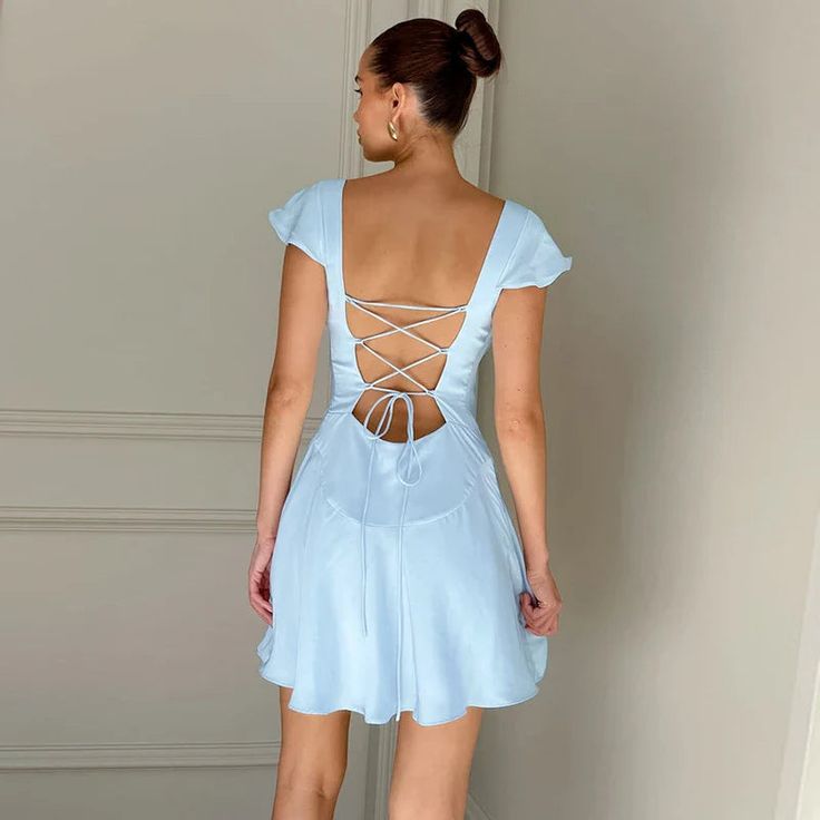 Elegant Light Blue Simple Cheap A-Line Short Homecoming Dresses, HD211