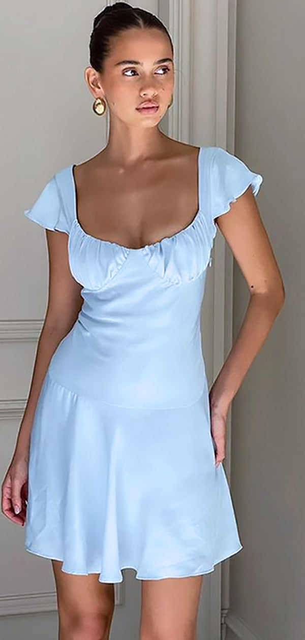 Elegant Light Blue Simple Cheap A-Line Short Homecoming Dresses, HD211