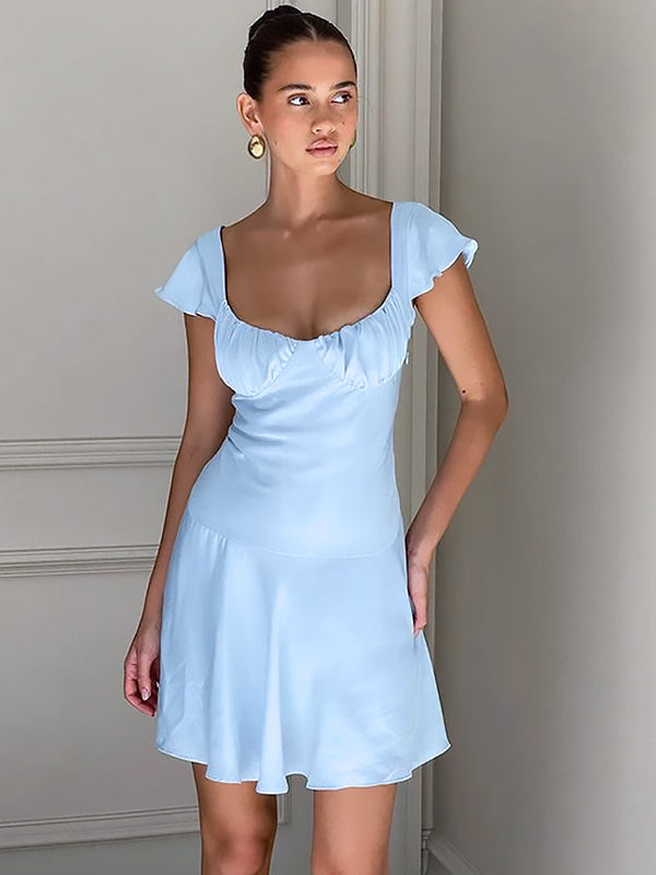 Elegant Light Blue Simple Cheap A-Line Short Homecoming Dresses, HD211