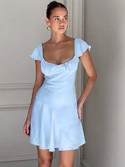 Elegant Light Blue Simple Cheap A-Line Short Homecoming Dresses, HD211