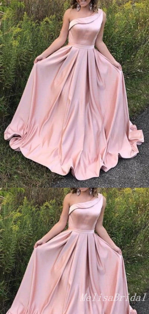 Elegant One Shoulder A-line Evening Gown Long Prom Dresses ,MB303
