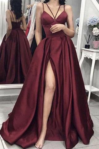 Elegant A-line Spaghetti Straps Maxi Long Evening Gown Prom Dresses,MB177