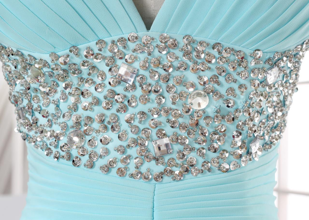 Elegant Beaded Blue Lace up Back Sweetheart A-line Long Party Dress Prom Dresses,MB1059