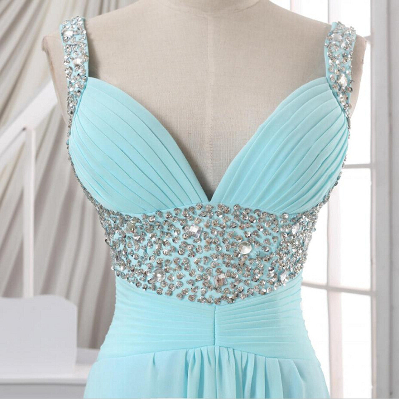 Elegant Beaded Blue Lace up Back Sweetheart A-line Long Party Dress Prom Dresses,MB1059
