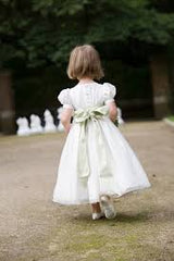 Cute Round Neck Short Sleeves Organza A-Line Long Cheap Flower Girl Dresses,FG06