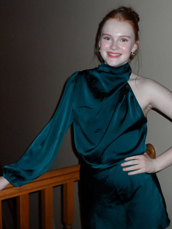 Elegant Green One Sleeve Short Party Dress Short Homecoming Dress, HD514