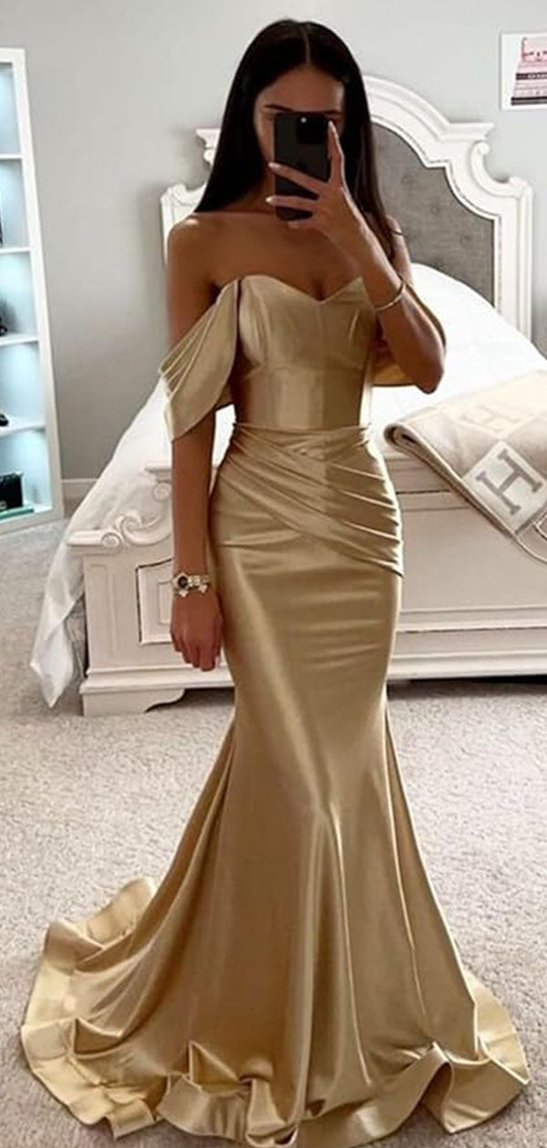 Elegant Champagne Mermaid Sweetheart Long Formal Dress to Impress,MB11106