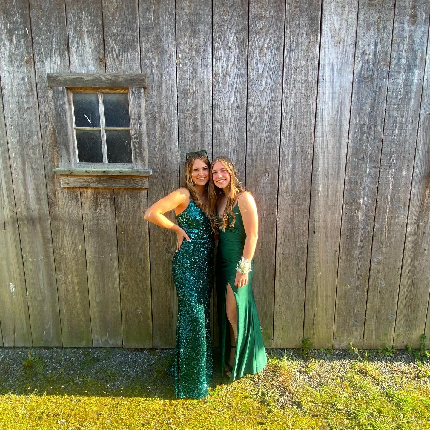 Elegant Green Spaghetti Strap Side Slit Sequin Mermaid Evening Long Prom Dresses,MB64