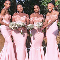 Elegant Off Shoulder Maxi Long Bridesmaid Mermaid Dresses ,BD04